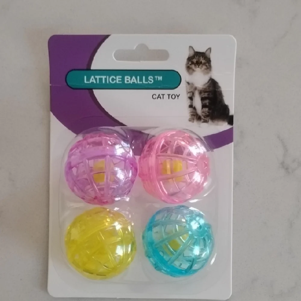 Lattice Balls Cat Toy Set - Pink, Yellow, Blue